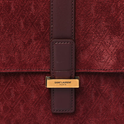 Saint Laurent Suede All-Over Monogram Small Le Monogramme Satchel Rouge 9 of 11