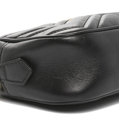 Gucci Calfskin Matelasse Mini GG Marmont Chain Shoulder Bag Black 8 of 11
