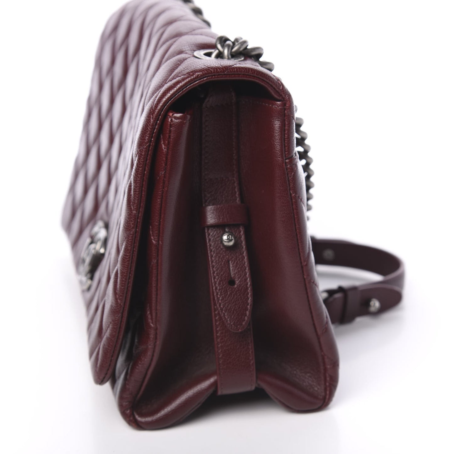 Goatskin Quilted Large City Rock Flap Burgundy