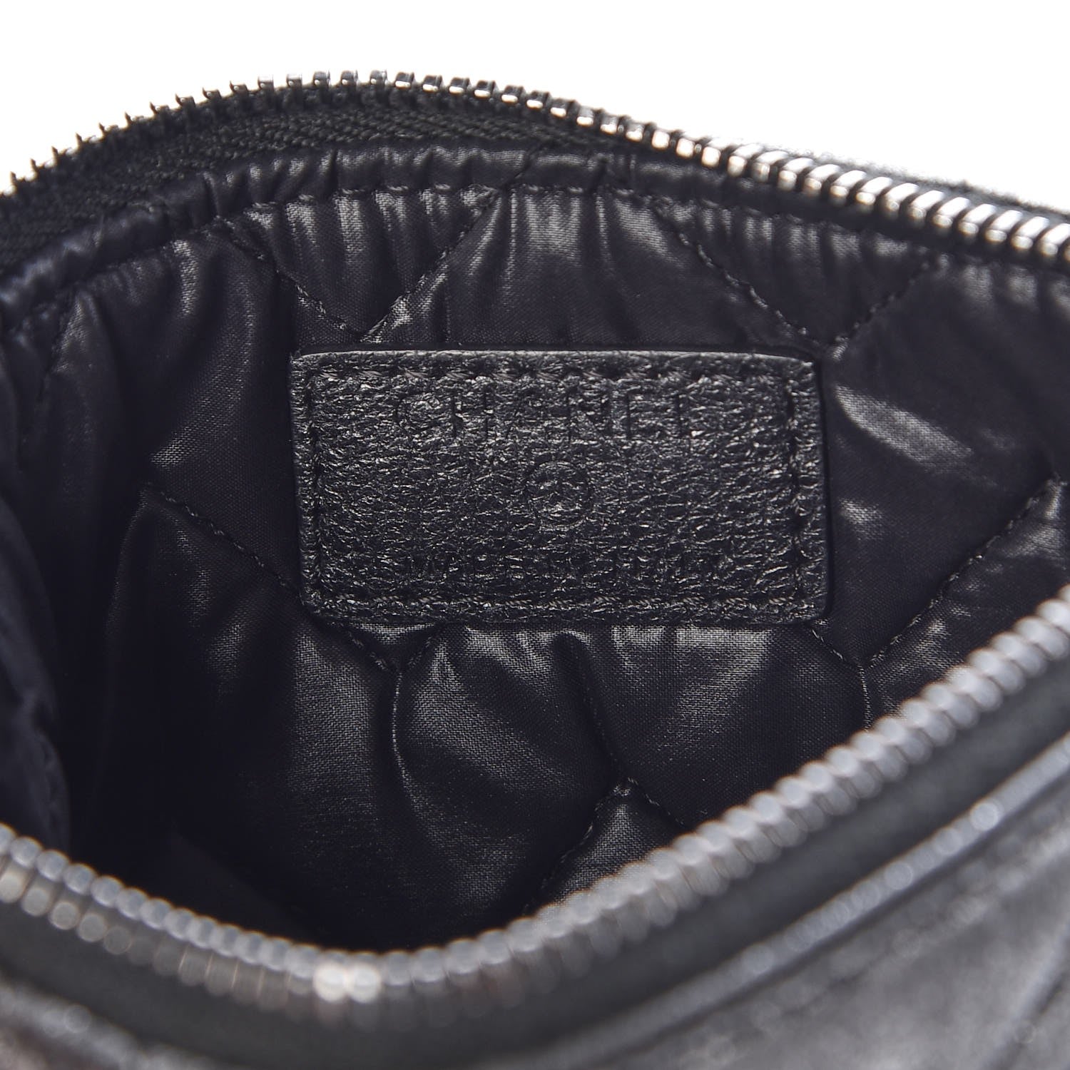 Chanel Iridescent Calfskin Chevron Quilted Small Cosmetic Case Grey 6 of 9
