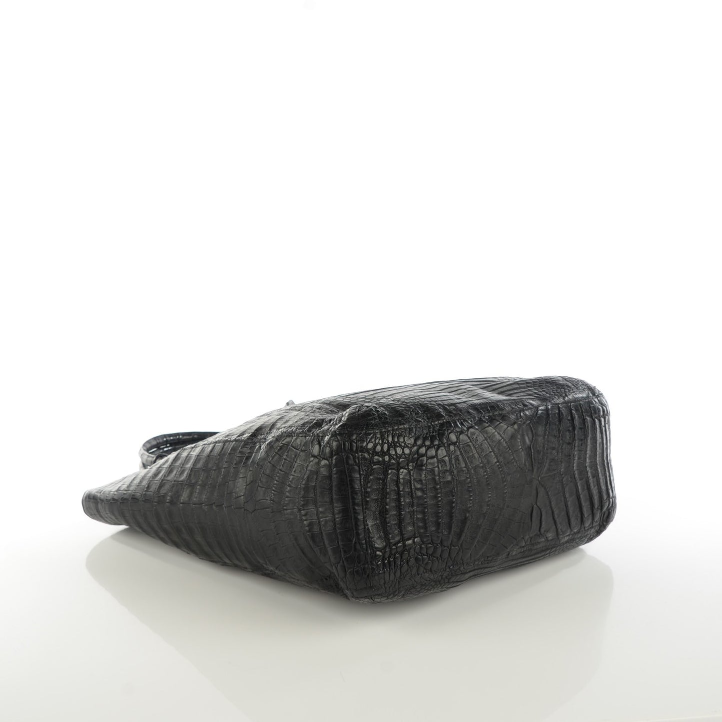 Crocodile Large Leaf Tote Black