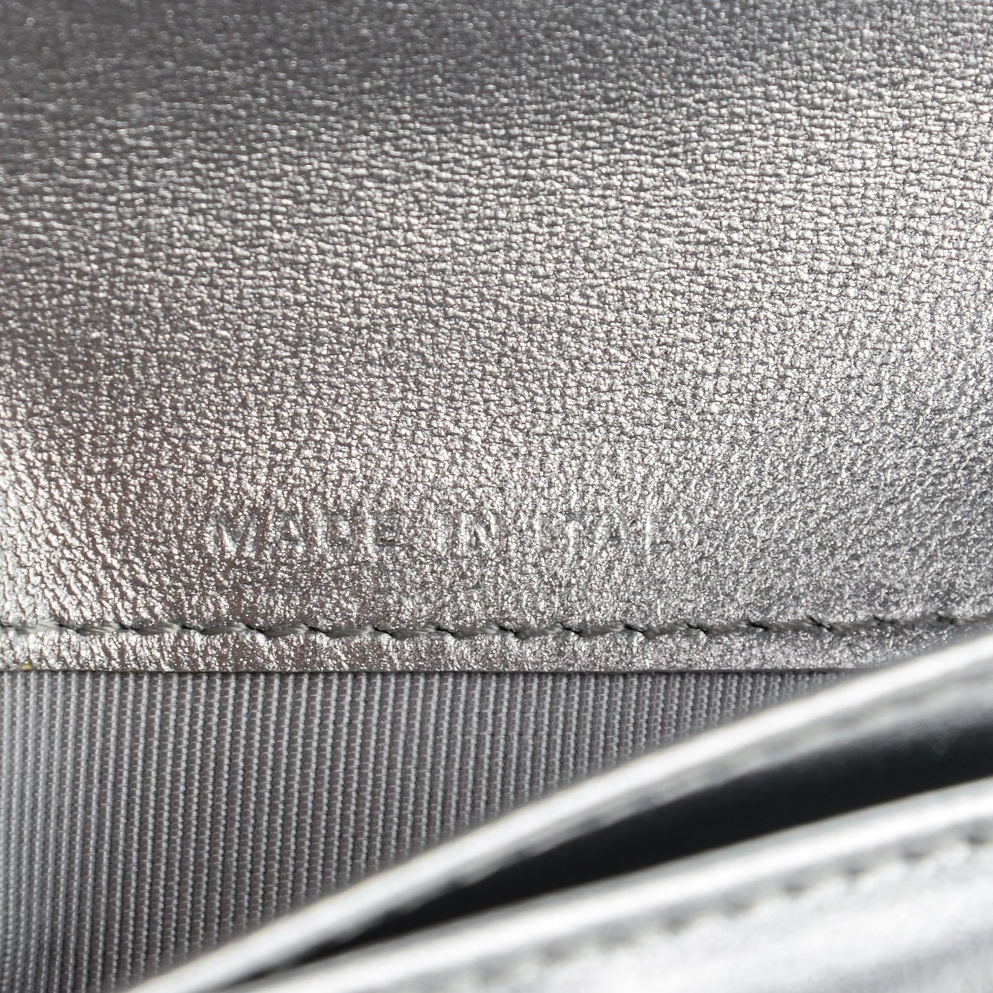 Metallic Lambskin Quilted Large Flap Wallet Silver