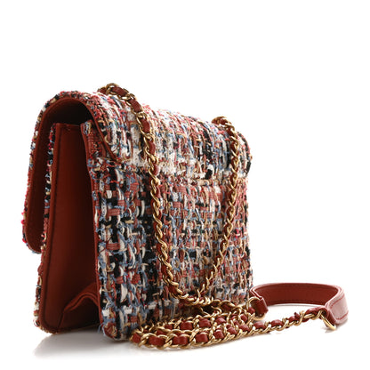 Chanel Tweed Quilted Flap Red Multicolor 3 of 10