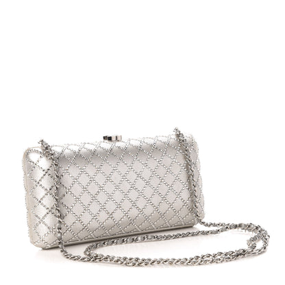 Chanel Iridescent Lambskin Crystal Quilted Clutch Silver 3 of 10
