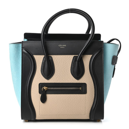 Celine Bullhide Drummed Calfskin Micro Tri-Color Luggage Antarctic 1 of 14