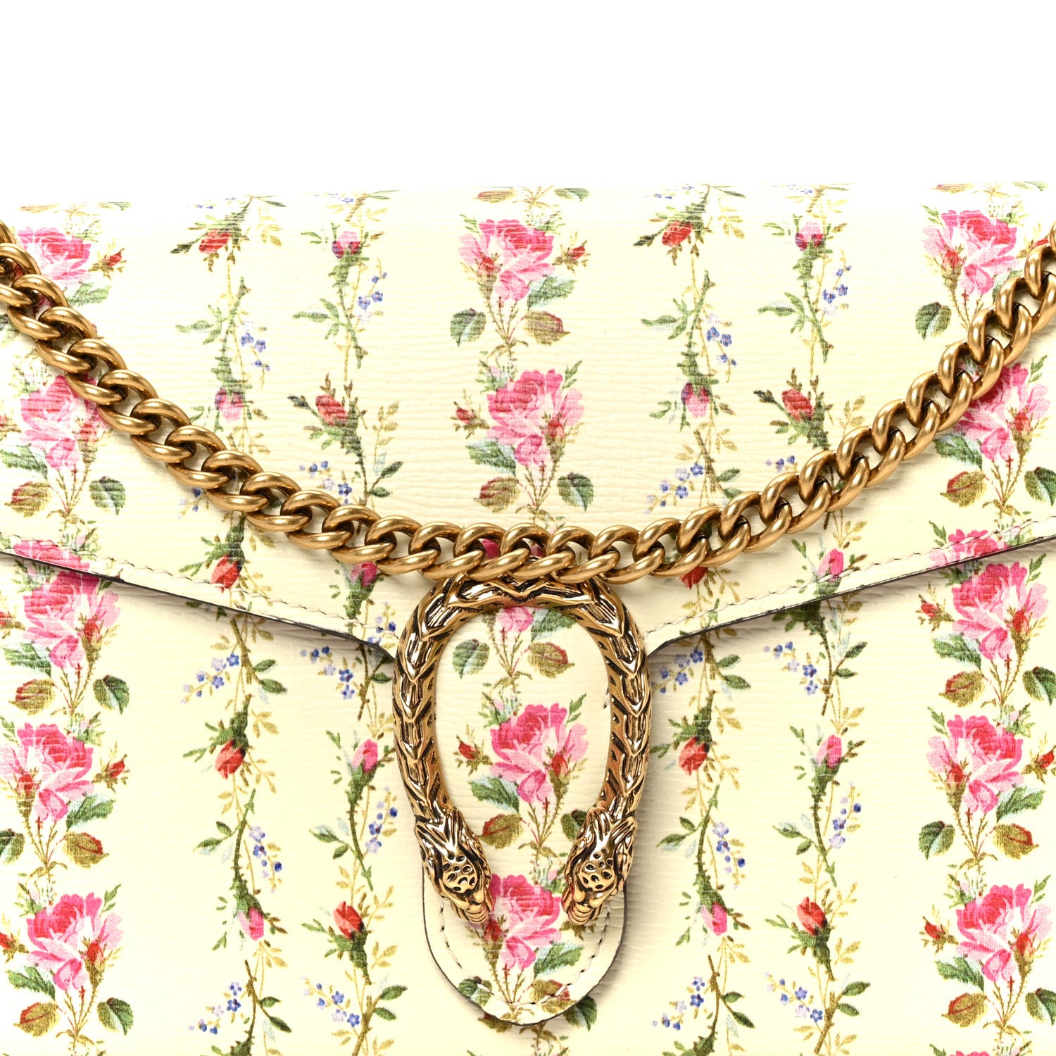 Gucci Calfskin Floral Print Mini Dionysus Chain Wallet Ivory Pink 8 of 10
