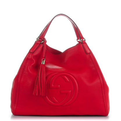 Gucci Pebbled Calfskin Large Soho Shoulder Bag Red 1 of 7