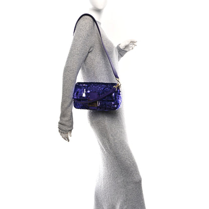 Fendi Sequin Paillettes Shiny Nappa Sex and the City Baguette Viola Purple Rain 2 of 10
