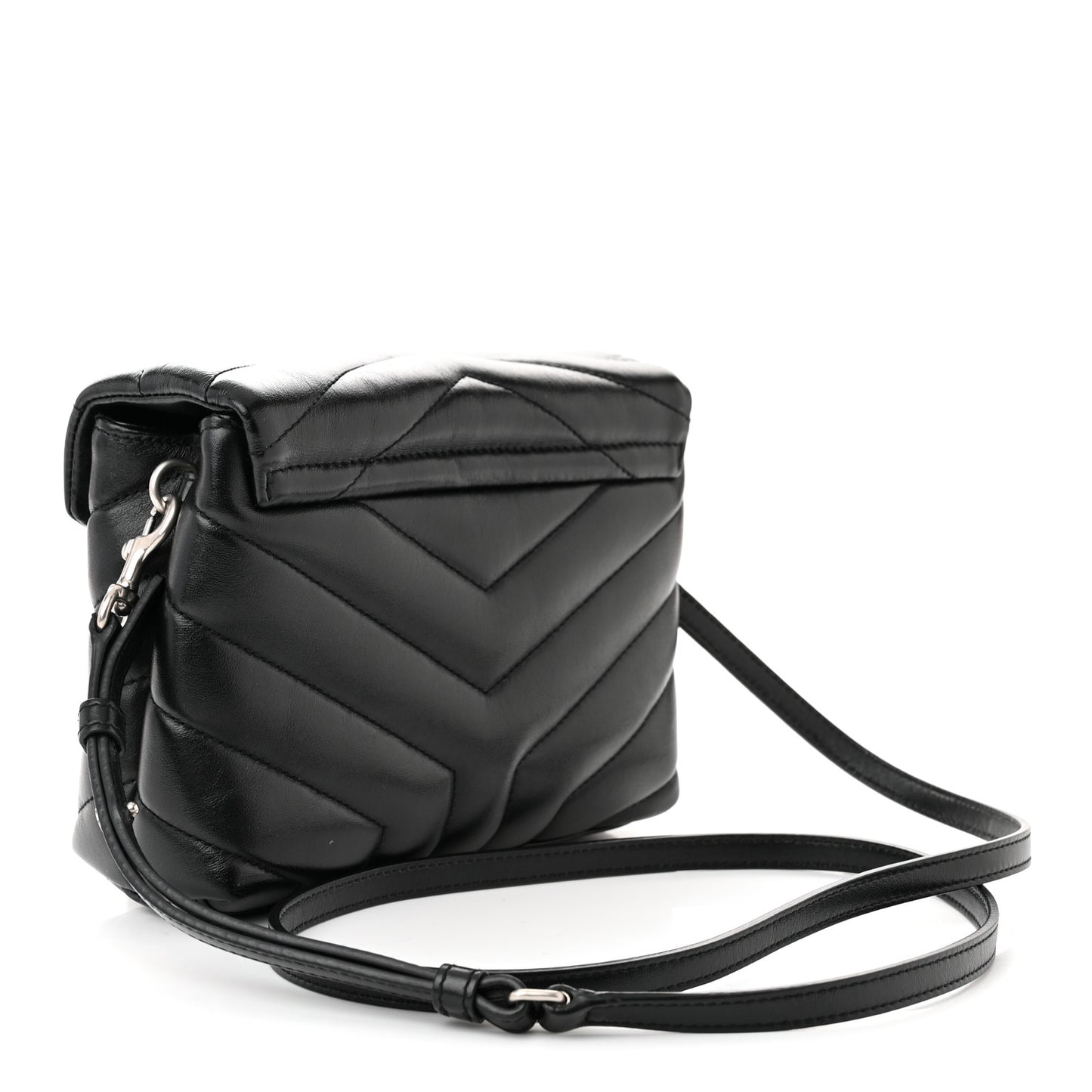 Calfskin Y Quilted Monogram Toy Loulou Crossbody Bag Black