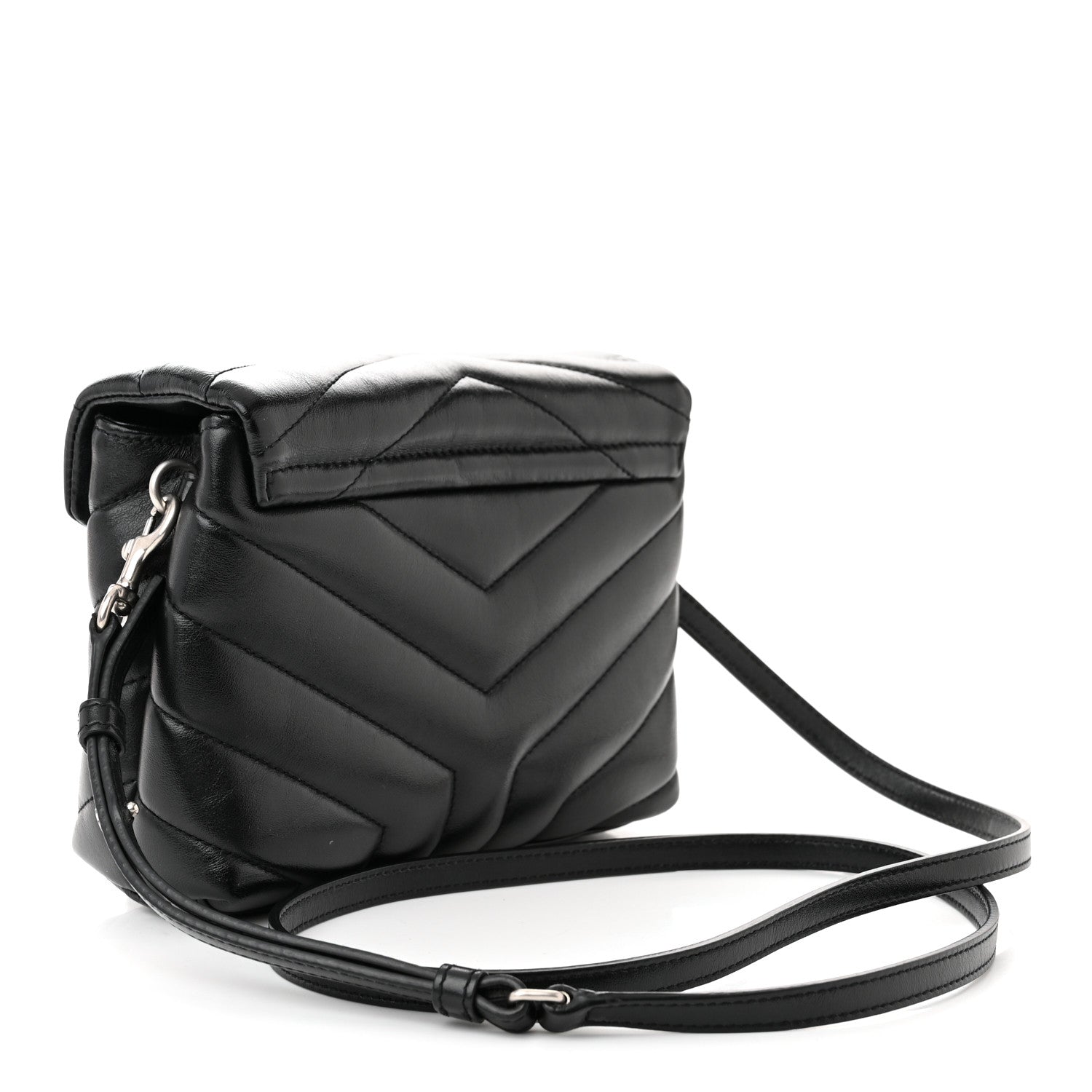 Saint Laurent Calfskin Y Quilted Monogram Toy Loulou Crossbody Bag Black 3 of 11
