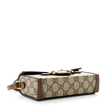 Gucci GG Supreme Monogram Mini Horsebit 1955 Shoulder Bag Beige Brown Sugar 4 of 13
