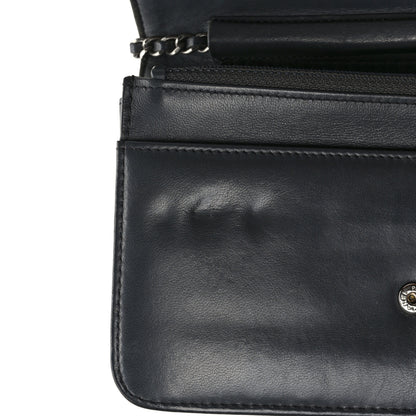 Chanel Lambskin Quilted Boy Wallet On Chain WOC Dark Grey 12 of 12