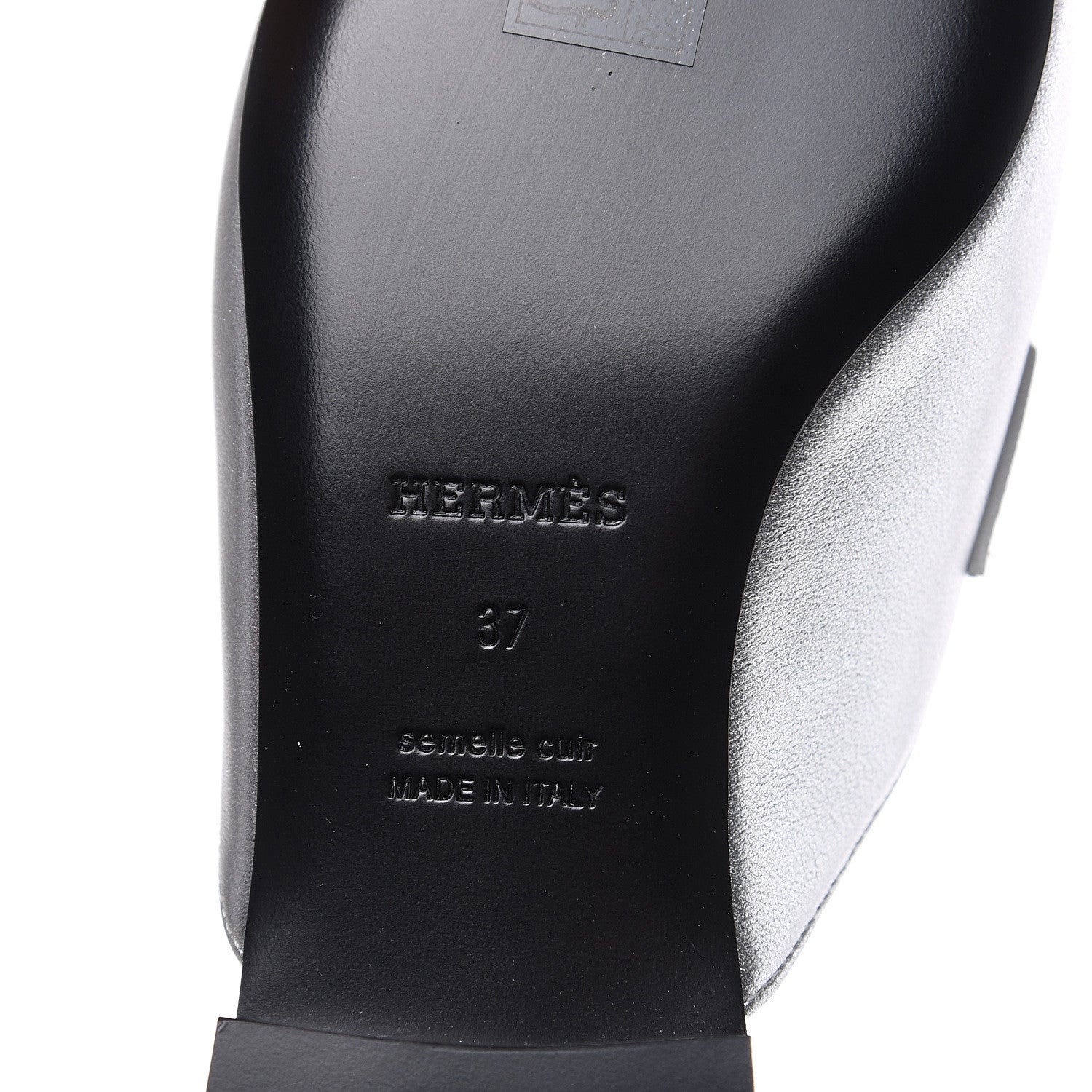 Hermes Metallic Nappa Trocadero Mule 37 Gris Argento 6 of 9