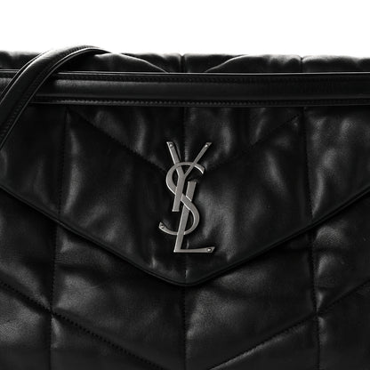Saint Laurent Lambskin Quilted Medium Loulou Puffer Monogram Chain Satchel Black 8 of 10