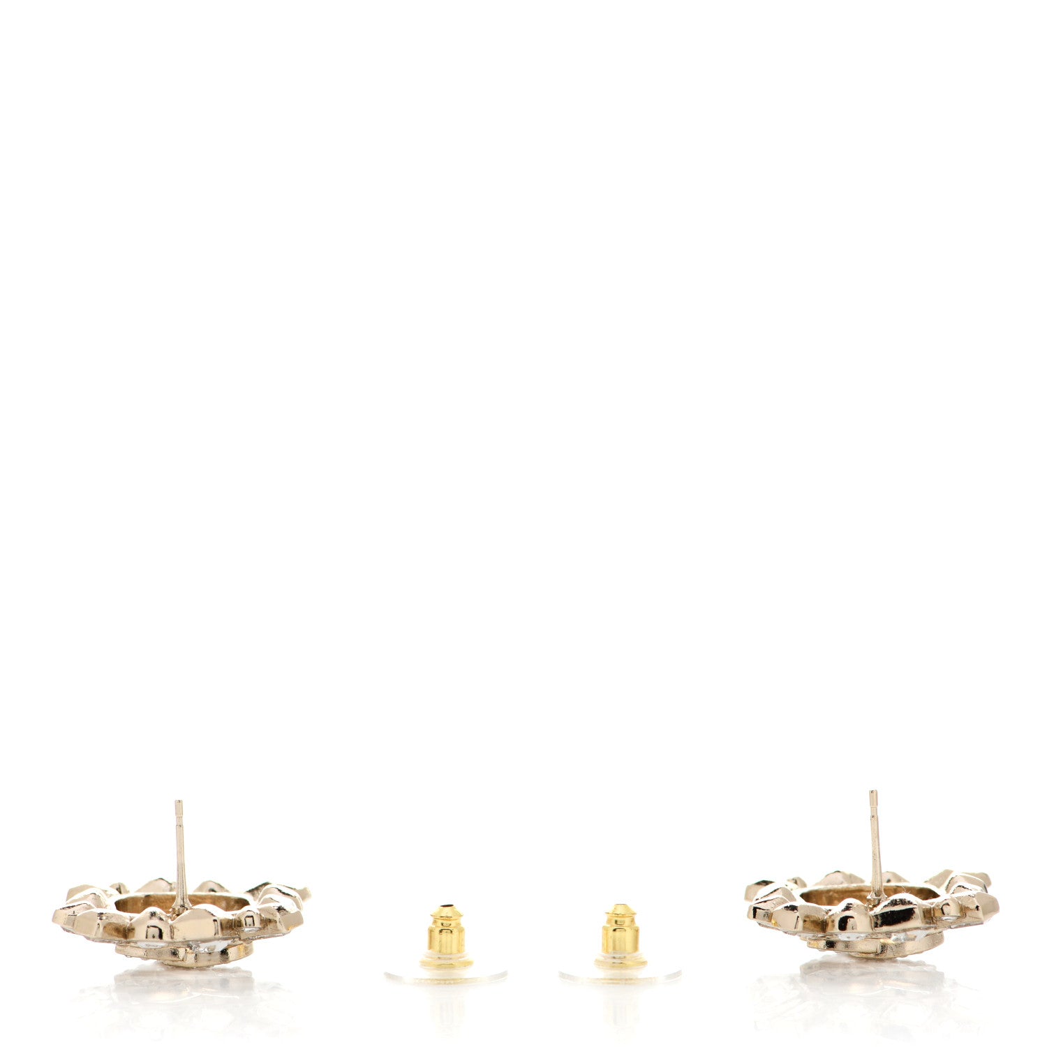 Chanel Crystal CC Square Earrings Gold 3 of 5