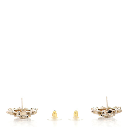 Chanel Crystal CC Square Earrings Gold 3 of 5