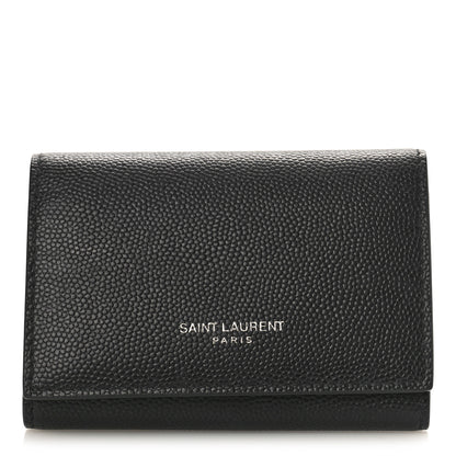 Saint Laurent Grain De Poudre Key Holder Wallet Black 1 of 8