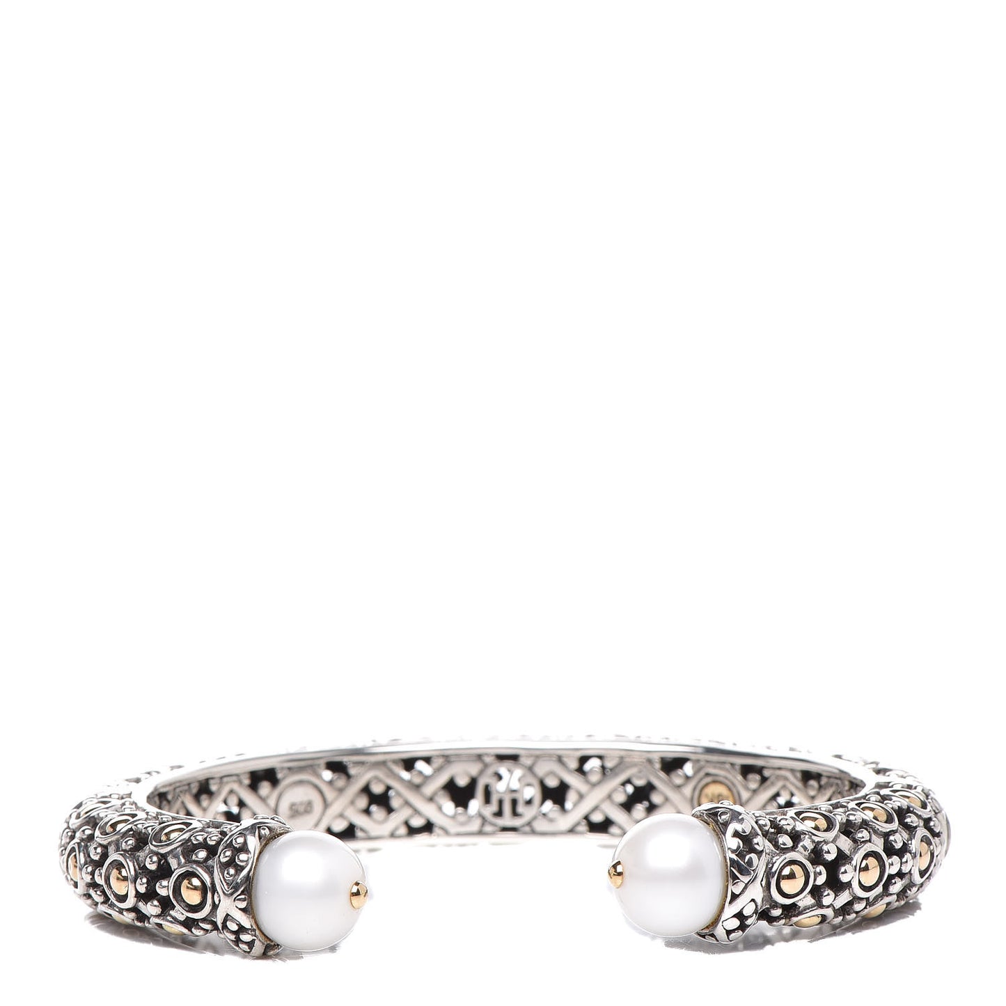 Sterling Silver 18K Yellow Gold Pearl Jaisalmer Cuff Bracelet