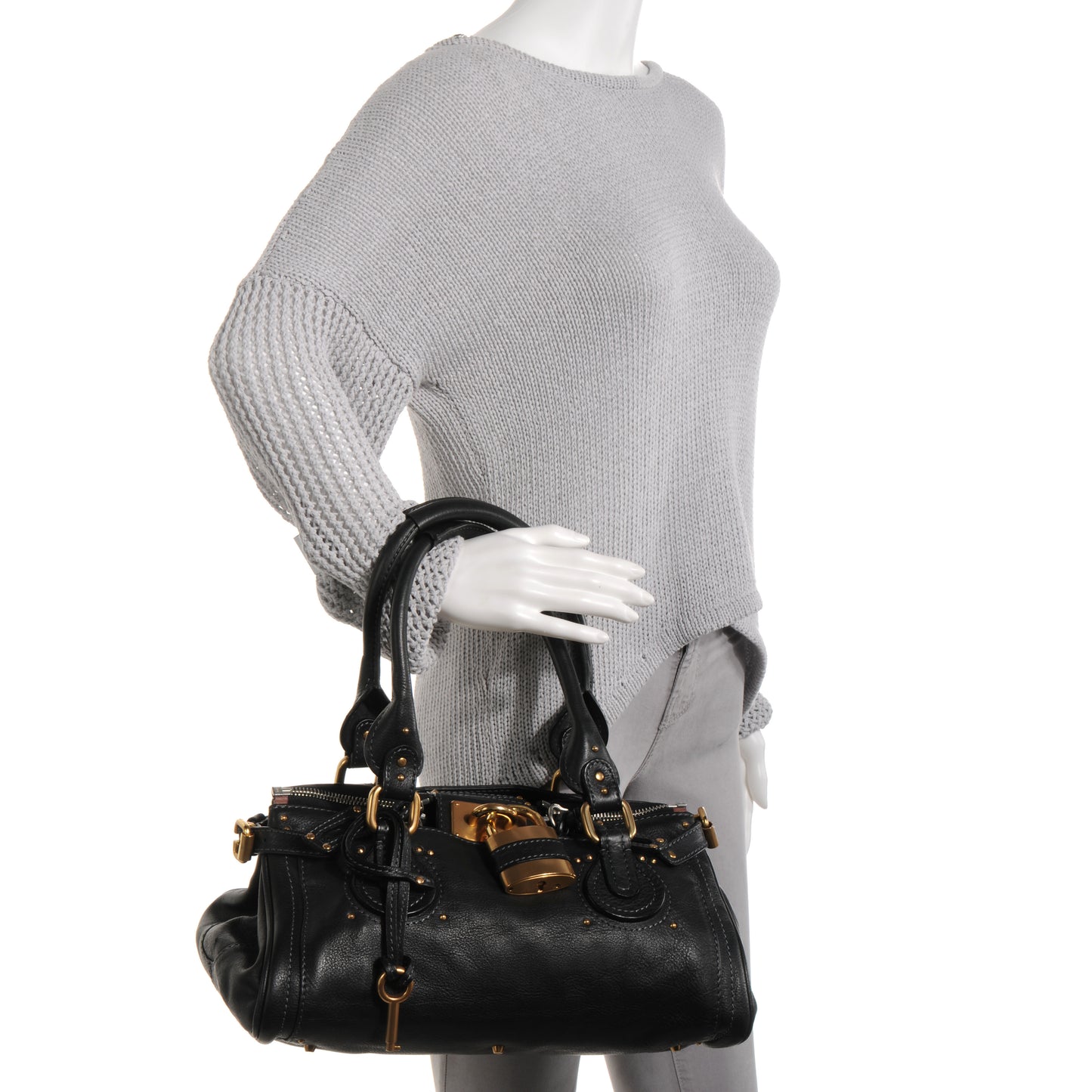 Leather Medium Paddington Satchel Black