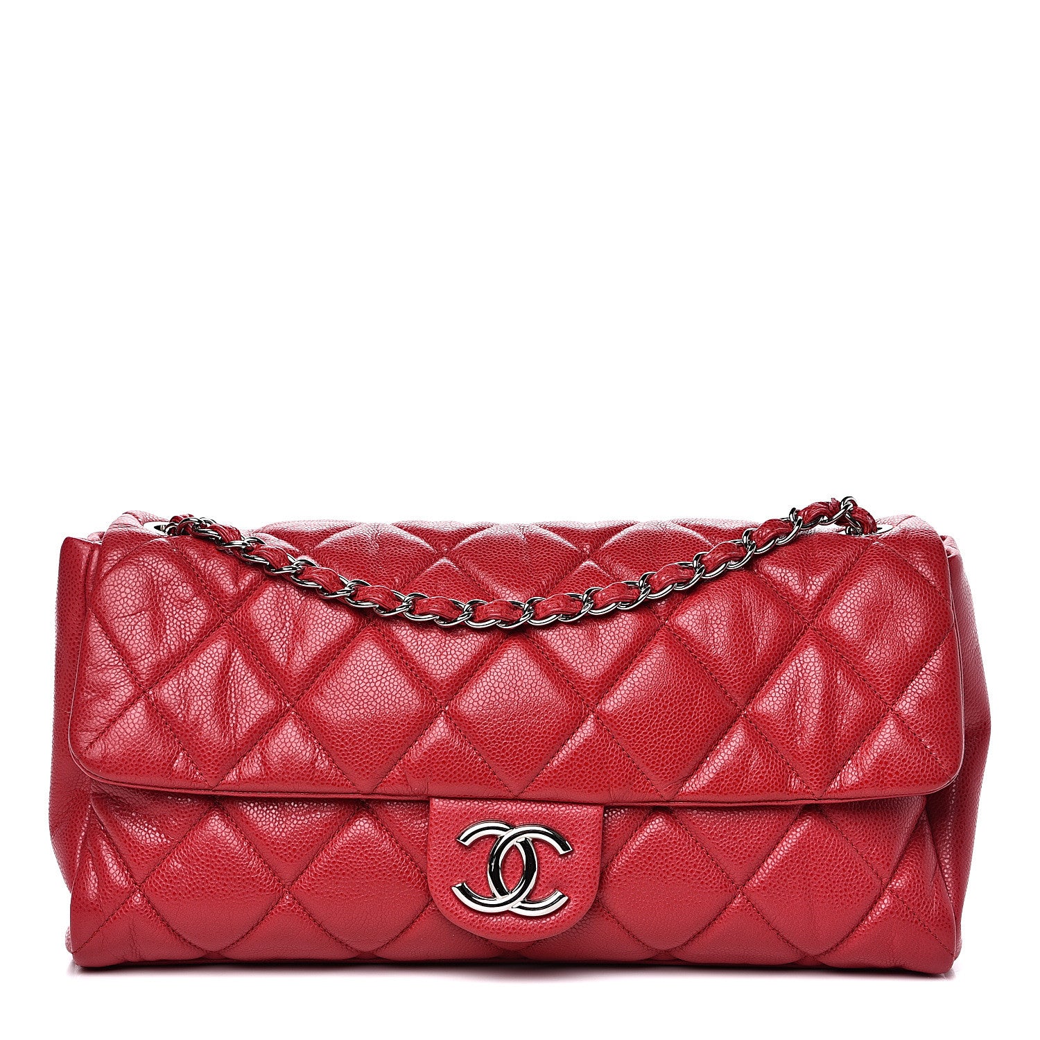 Chanel Glazed Caviar Medium Nature Flap Bag Red 1 of 13