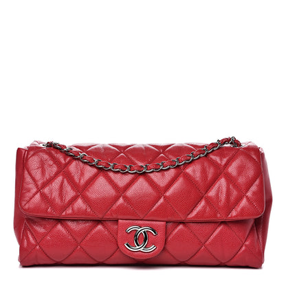 Chanel Glazed Caviar Medium Nature Flap Bag Red 1 of 13