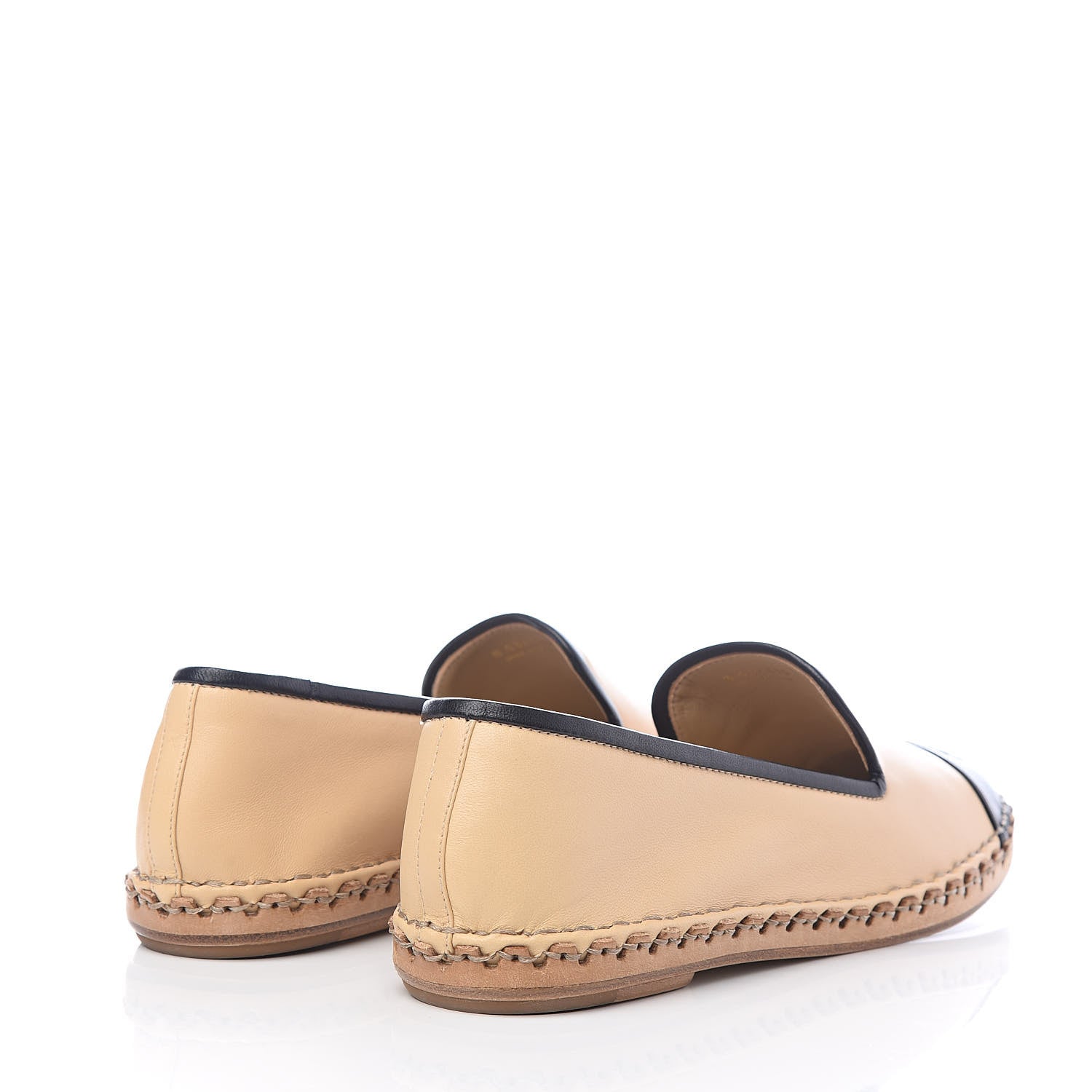 Chanel Lambskin Chain CC Mocassin Loafer Espadrilles 38 Beige Black 4 of 10