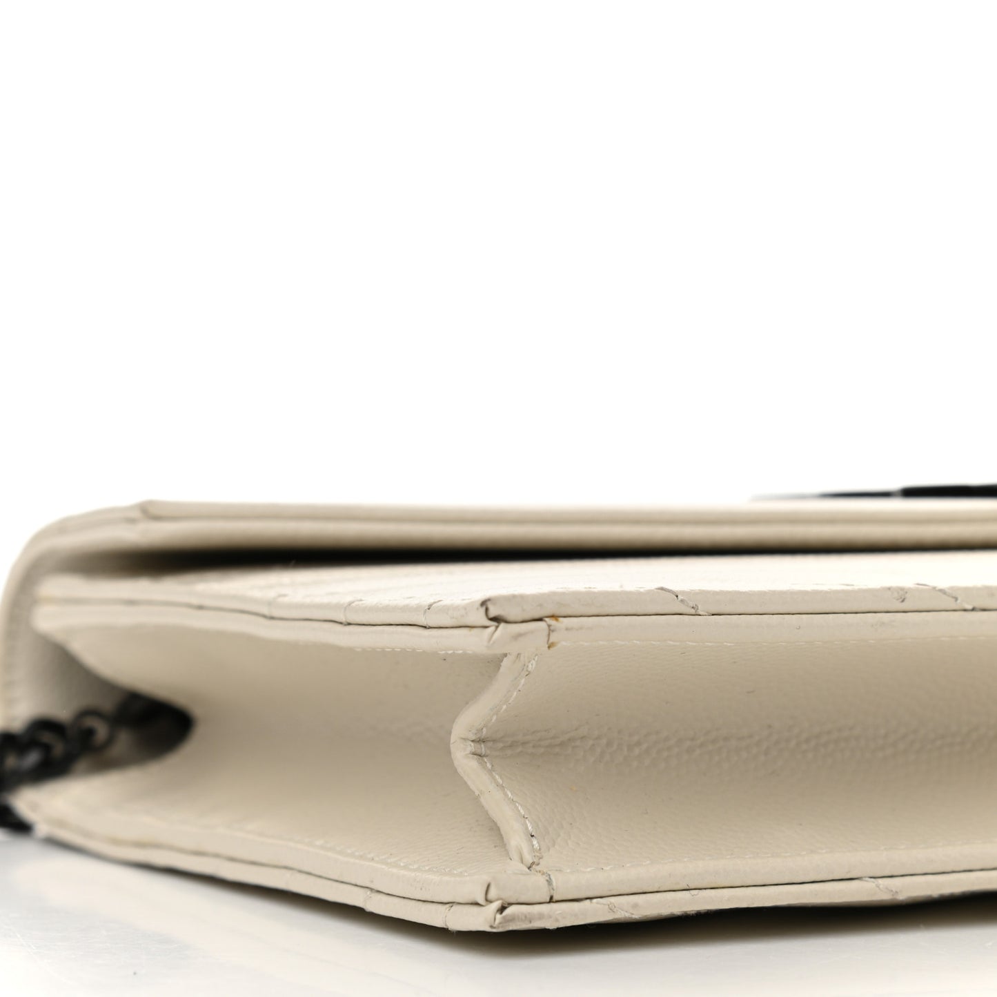 Grain De Poudre Matelasse Chevron Monogram Envelope Chain Wallet Dove White