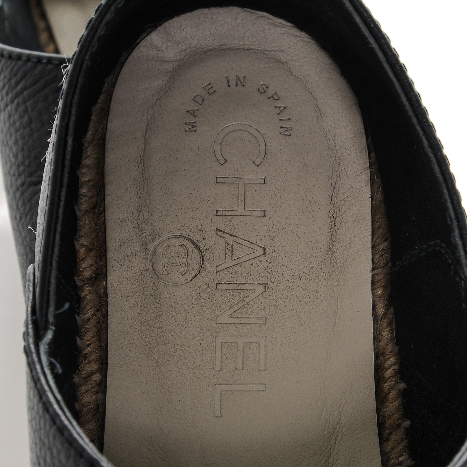 Chanel Grained Calfskin CC Espadrilles 37 Navy Black 9 of 11