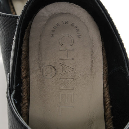 Chanel Grained Calfskin CC Espadrilles 37 Navy Black 9 of 11