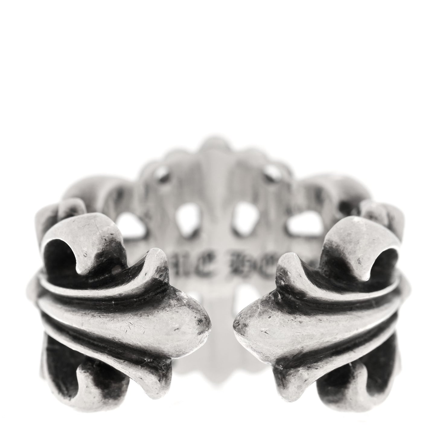 Sterling Silver Double Floral Cross Ring 56 7.5