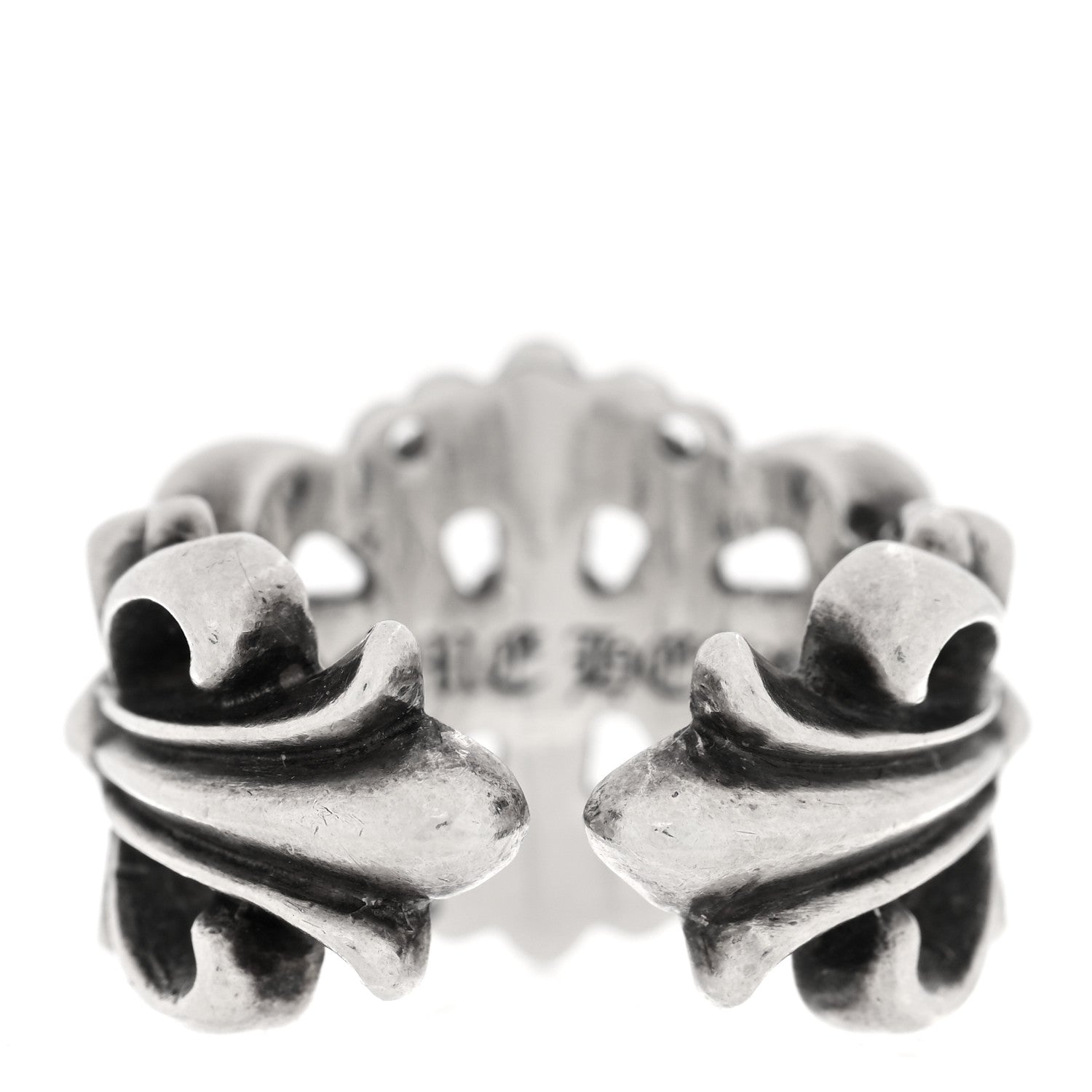 Chrome Hearts Sterling Silver Double Floral Cross Ring 56 7.5 3 of 4