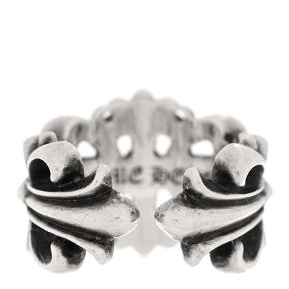 Chrome Hearts Sterling Silver Double Floral Cross Ring 56 7.5 3 of 4