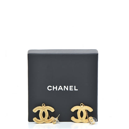 Chanel CC Drop Earrings Matte Gold 5 of 5