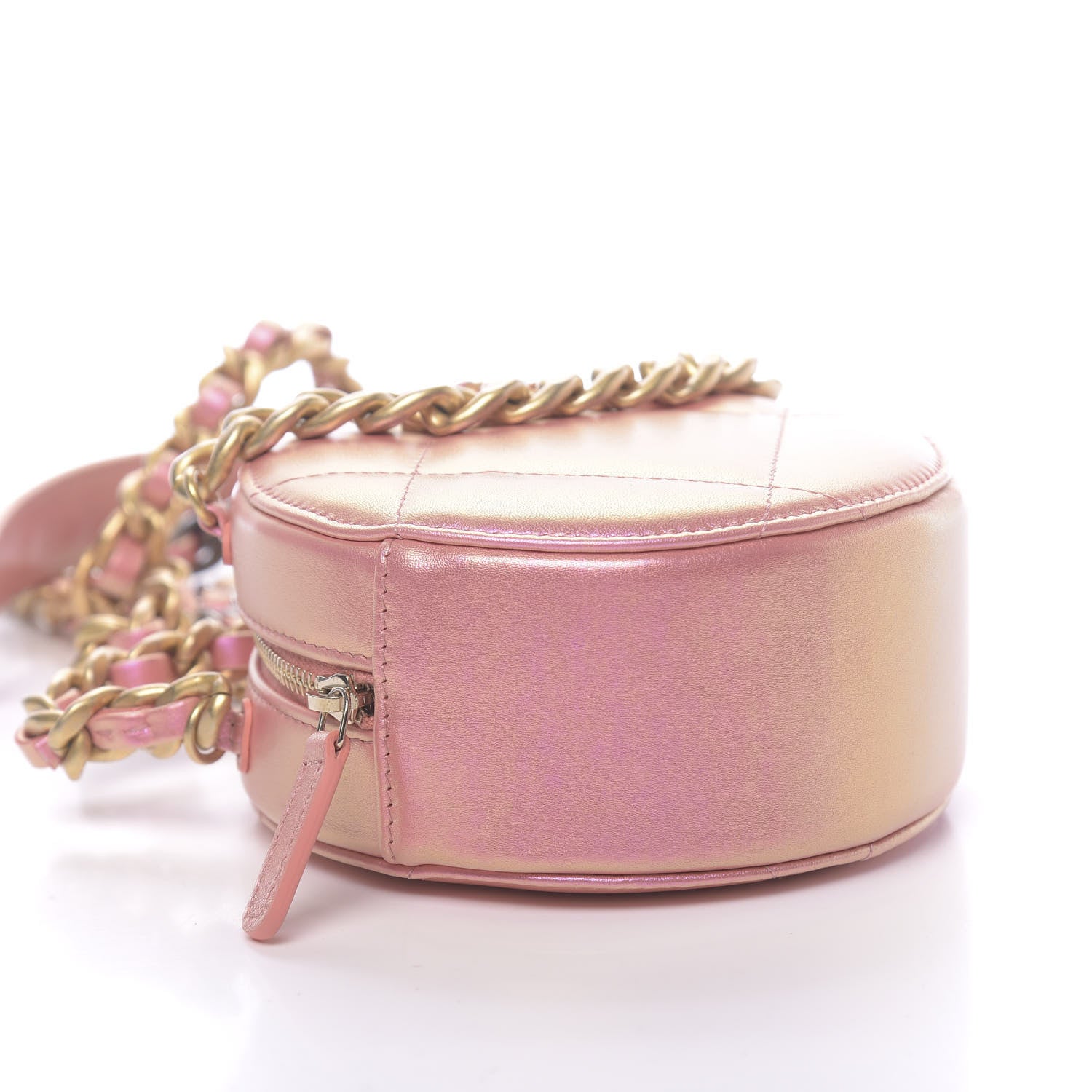 Chanel Iridescent Calfskin Quilted 19 Round Clutch With Chain Pink 9 of 11