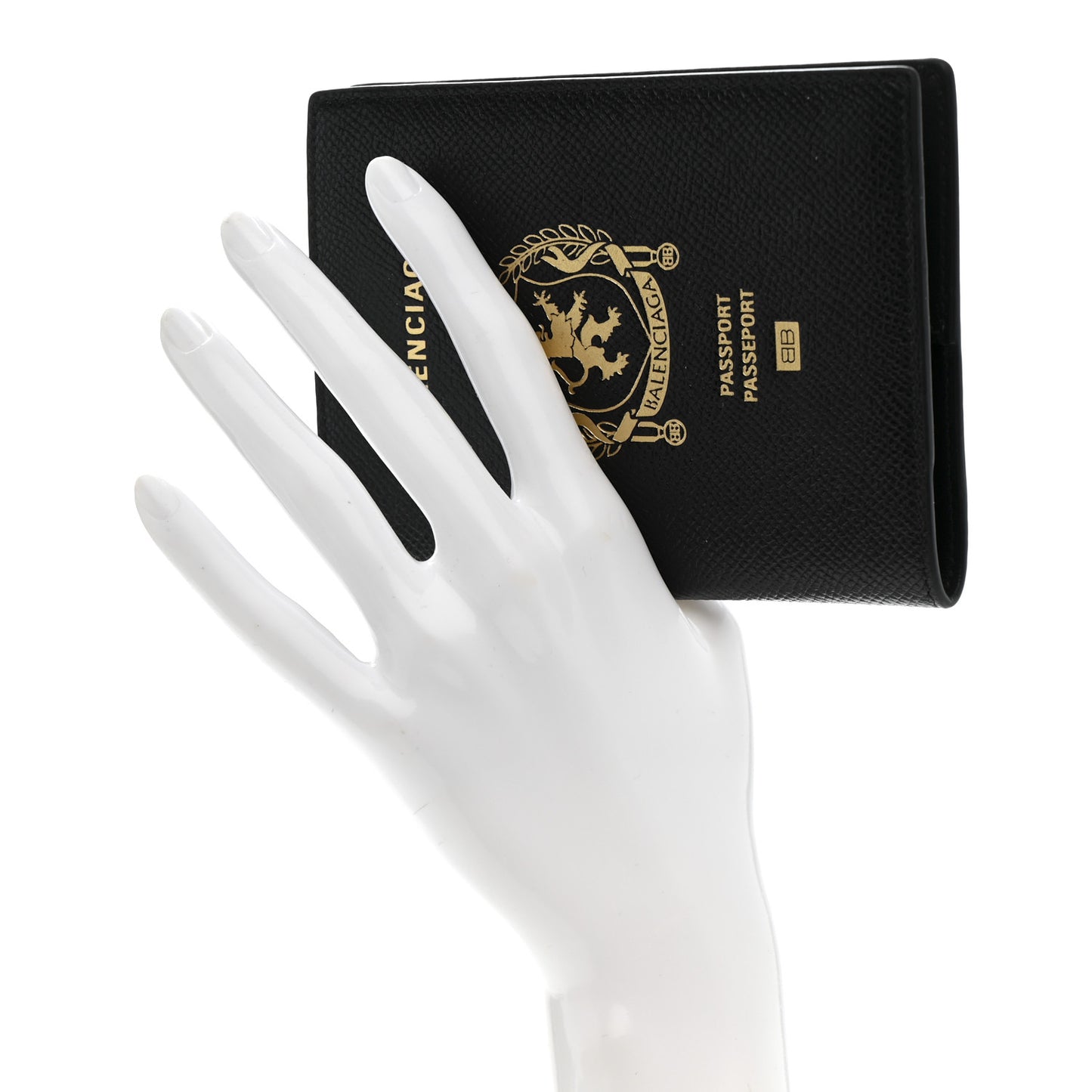 Textured Calfskin Passport Holder Black