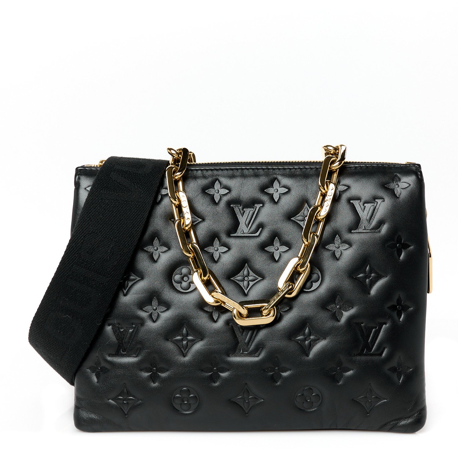 Louis Vuitton Lambskin Embossed Monogram Coussin PM Black 1 of 12