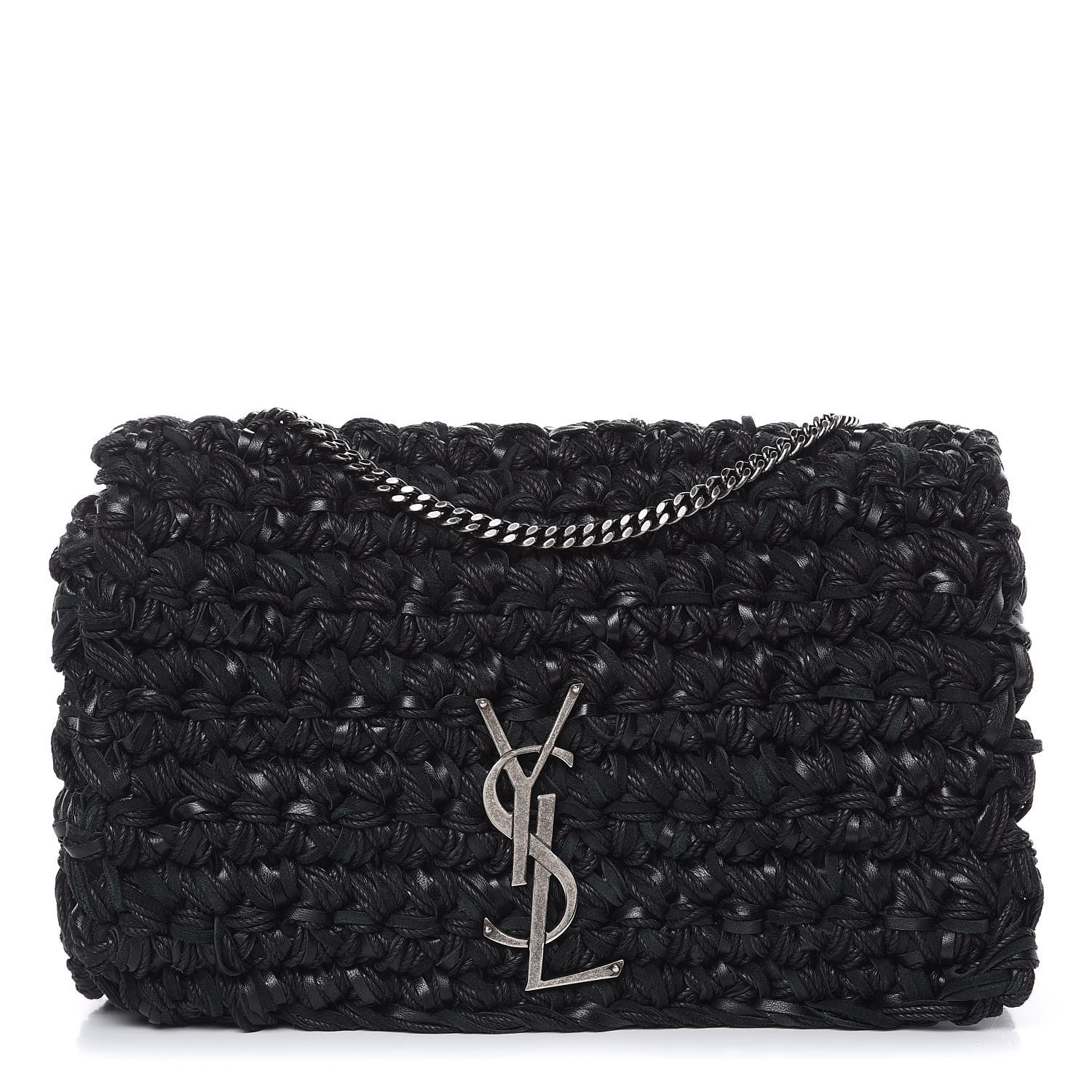 Saint Laurent Woven Calfskin Medium Monogram Kate Satchel Black 1 of 11