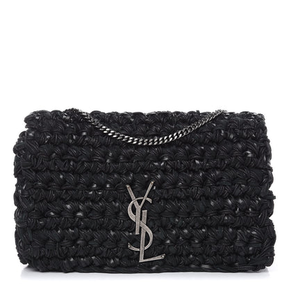 Saint Laurent Woven Calfskin Medium Monogram Kate Satchel Black 1 of 11