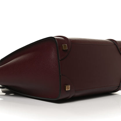 Celine Goatskin Calfskin Micro Luggage Burgundy 8 of 11