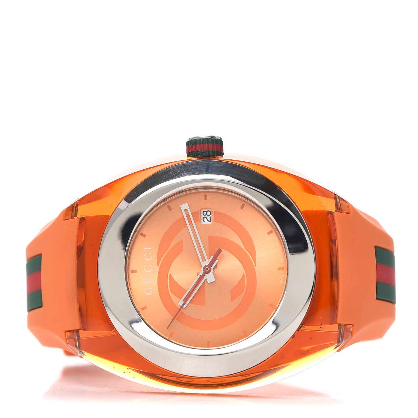 Stainless Steel Rubber 46mm Sync Web Quartz Watch Orange