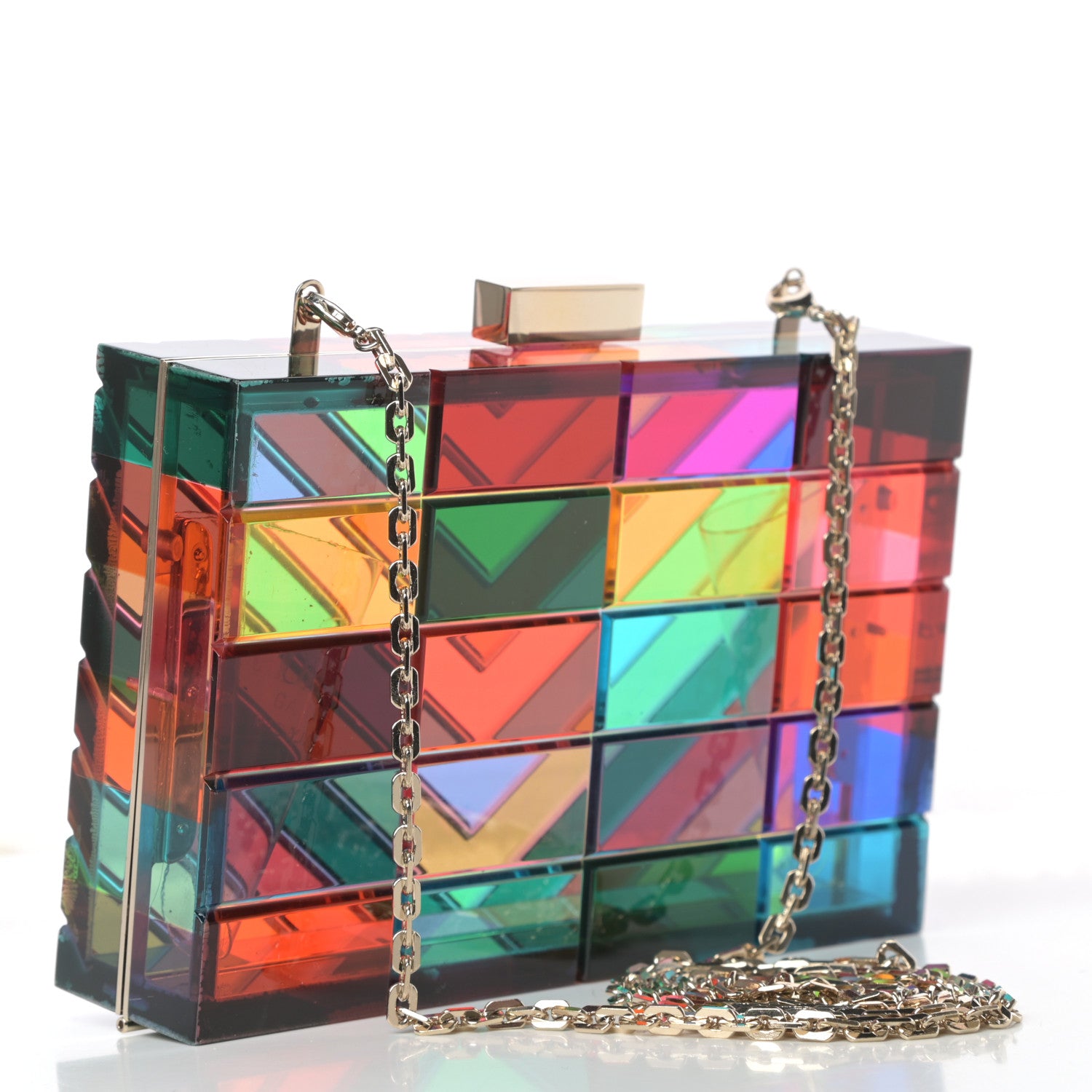 Valentino Garavani Acrylic 1973 Clutch With Chain Multicolor 3 of 13