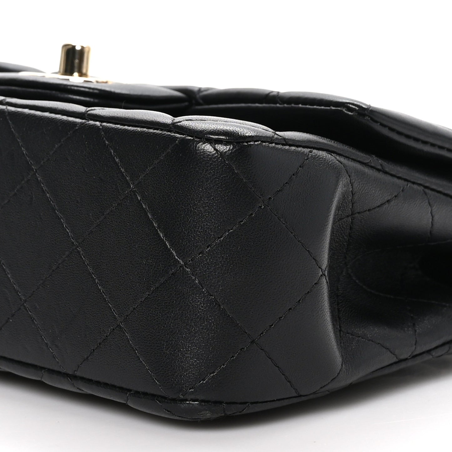 Lambskin Quilted Mini Top Handle Rectangular Flap Black
