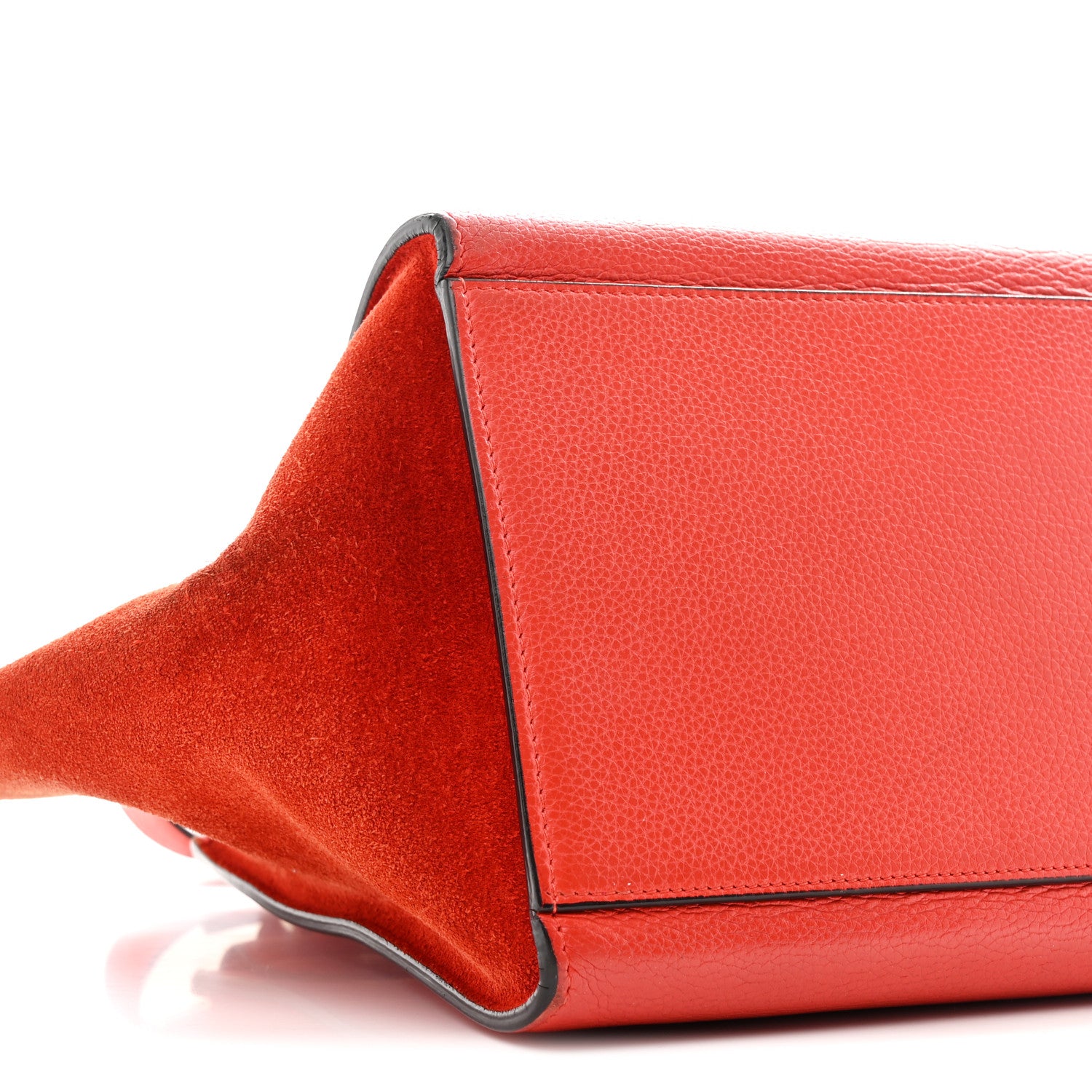 Celine Drummed Calfskin Small Trapeze Vermillion 8 of 11