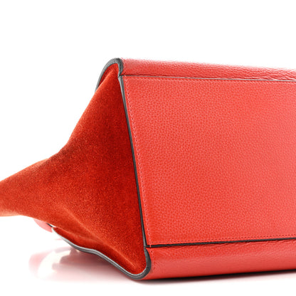 Celine Drummed Calfskin Small Trapeze Vermillion 8 of 11