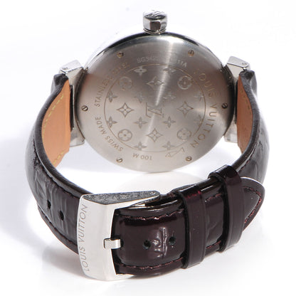 Louis Vuitton Vernis Diamond Tambour Disc Watch L Amarante 4 of 8