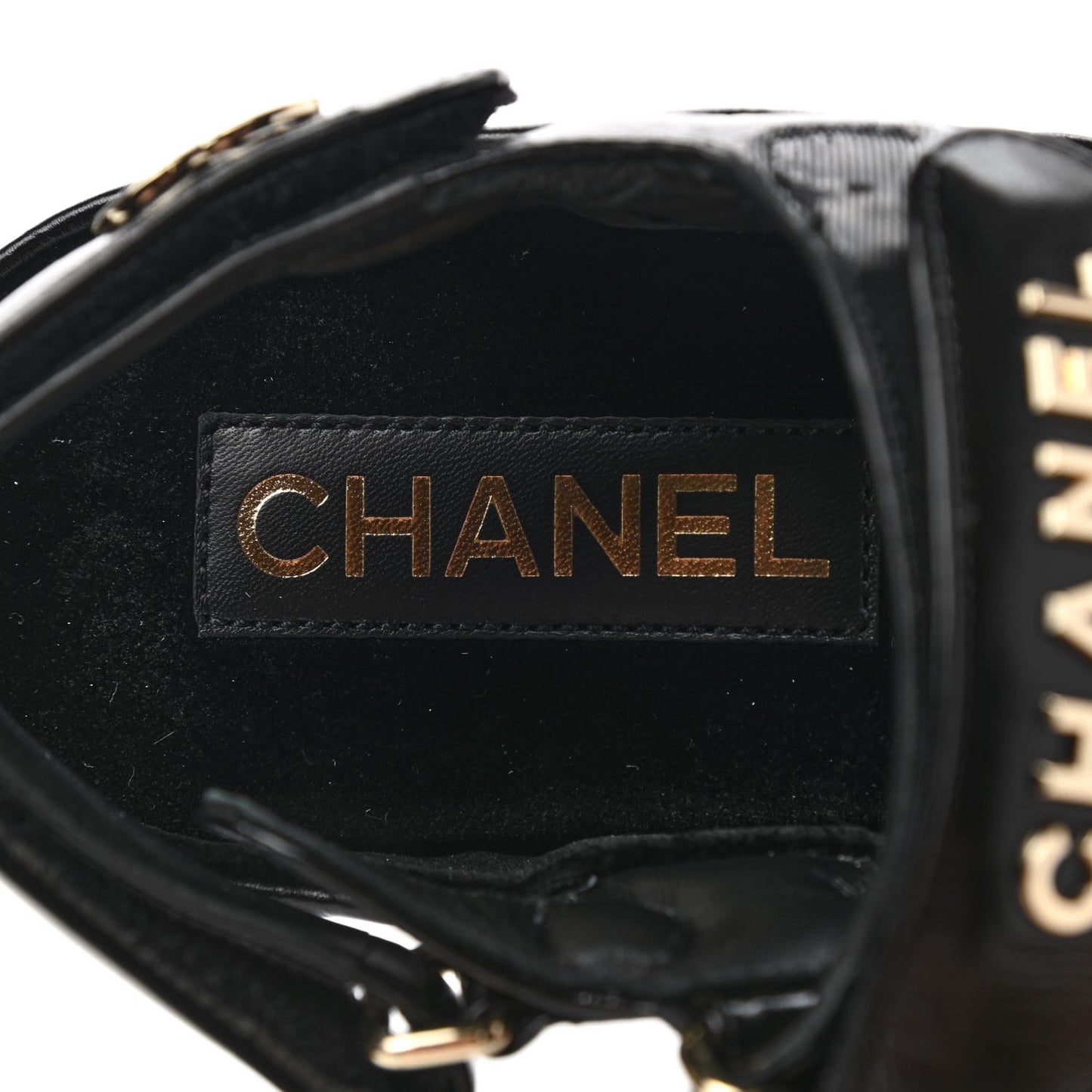 Shiny Calfskin Logo Platform Sandals 38 Black