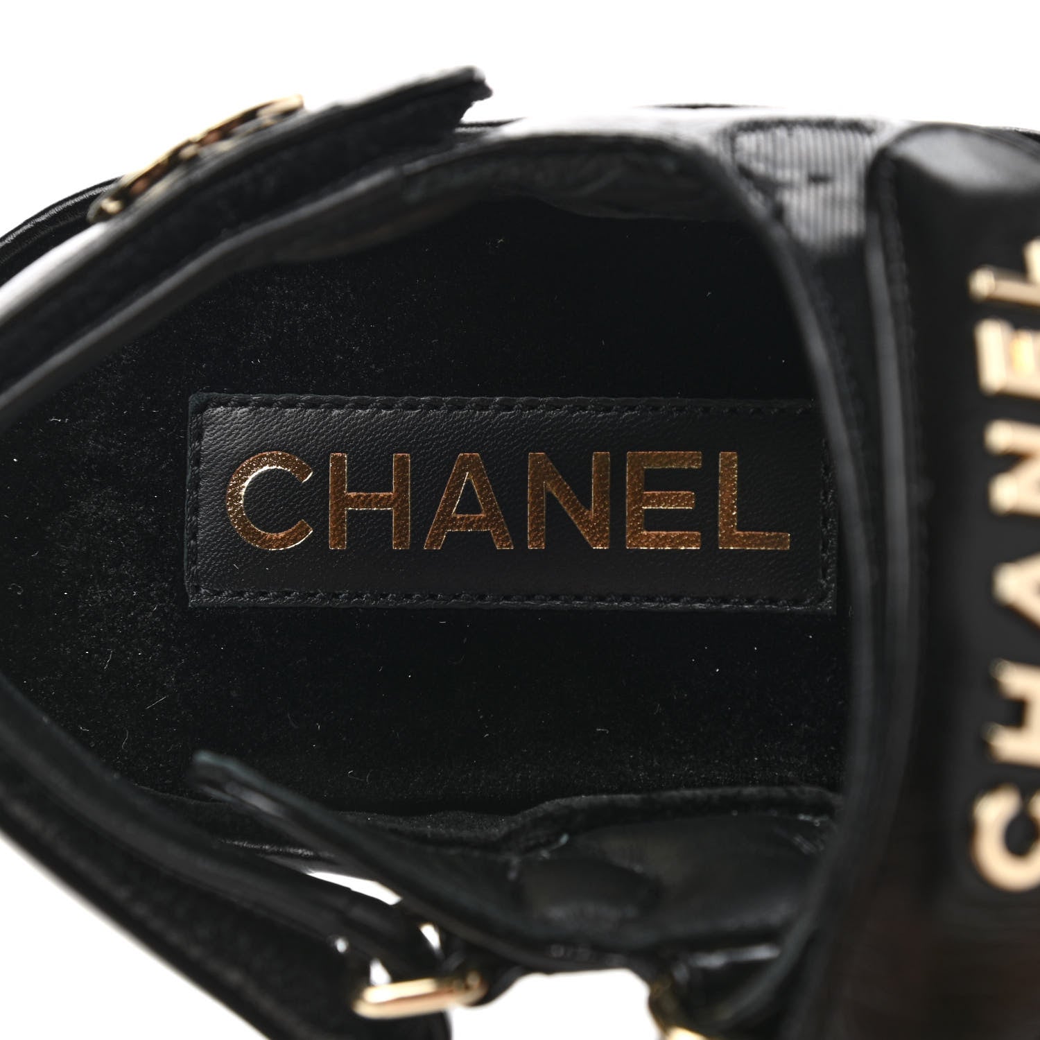 Chanel Shiny Calfskin Logo Platform Sandals 38 Black 8 of 9