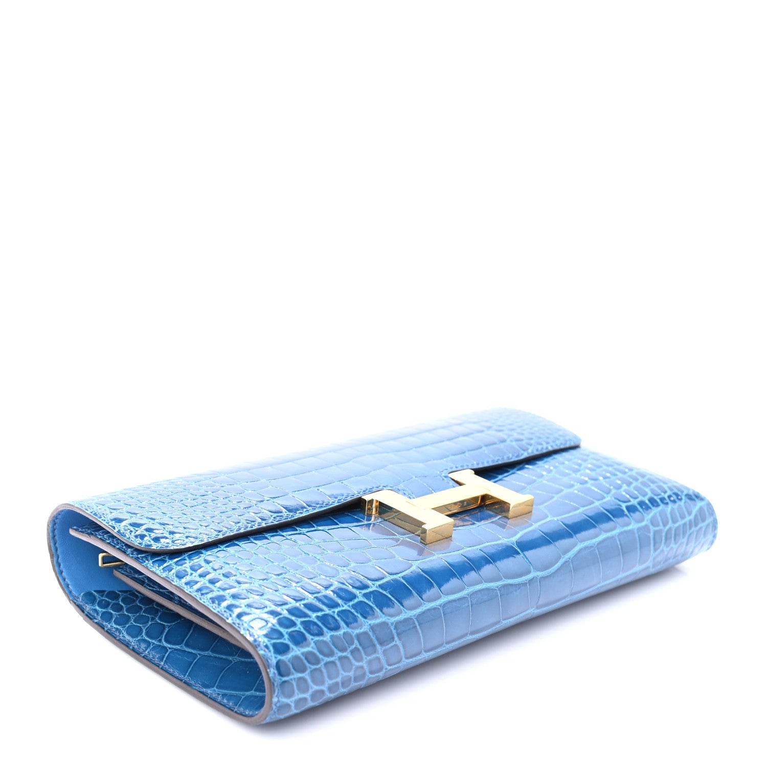 Hermes Shiny Alligator Constance Wallet Mykonos 4 of 9