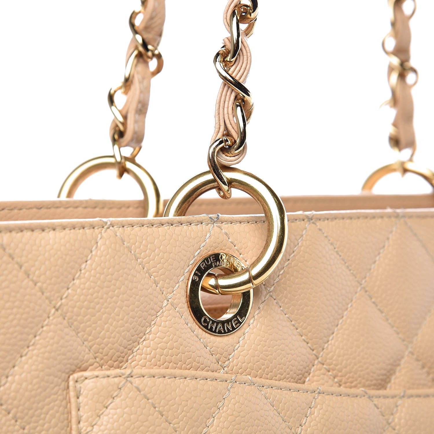 Chanel Caviar Quilted Grand Shopping Tote GST Beige Clair 13 of 15