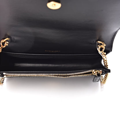Saint Laurent Calfskin Crocodile Embossed Kate Monogram Tassel Chain Wallet Black 5 of 11